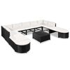 vidaXL 12-tlg. Garten-Lounge-Set mit Auflagen Poly Rattan Schwarz