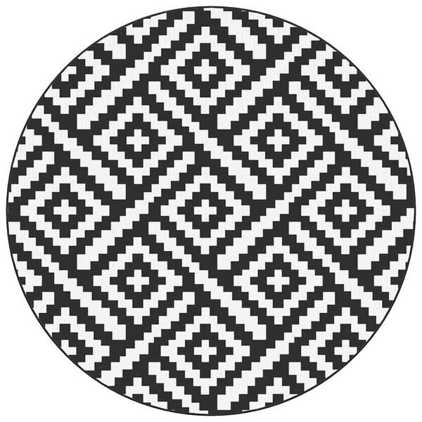vidaXL Outdoor-Teppich ARAKIL Wei&szlig; und Schwarz &Oslash;200 cm PP