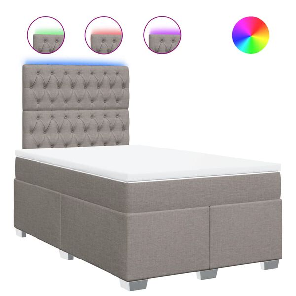 vidaXL Boxspringbett mit Matratze Taupe 120x200 cm Stoff