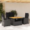 vidaXL 5-tlg. Garten-Essgruppe mit Kissen Schwarz Poly Rattan