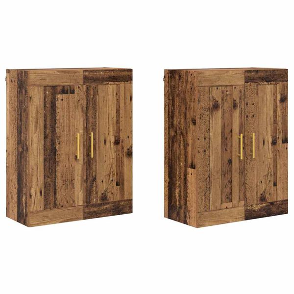vidaXL Wandmontierter Schrank 2 pcs Altholz 69,5 x 34 x 90 cm