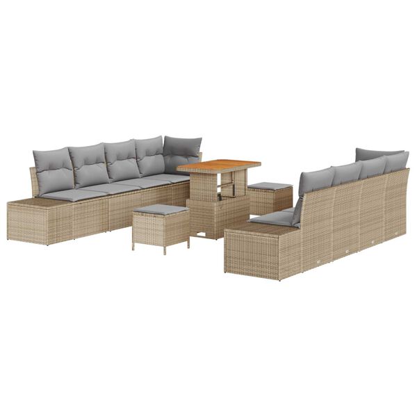 vidaXL Garten-Sofa-Set mit Kissen mit Kissen 11 pcs Beige und Hellgrau