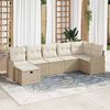 vidaXL Garten-Sofa-Set mit Kissen mit Speicher 7 pcs Beige Poly Rattan