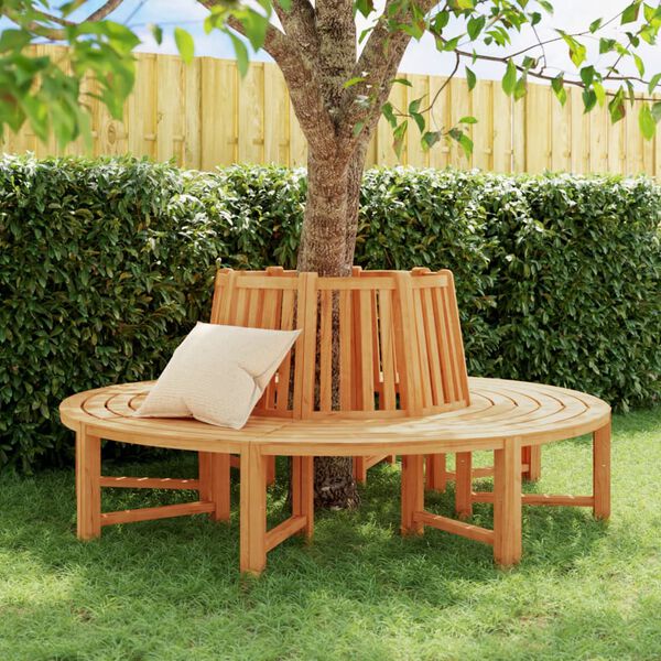 vidaXL Baumb&auml;nke 2 Stk. Halbrund &Oslash;201 cm Massivholz Teak