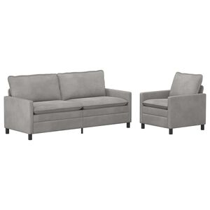 vidaXL 2-teiliges Sofa-Set Hellgrau Samt