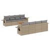 vidaXL 9-tlg. Garten-Sofagarnitur mit Kissen Beige-Mix Poly Rattan