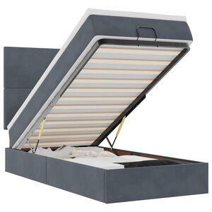 vidaXL Ottoman-Bett mit Matratzen & LEDs Dunkelgrau 90x190 cm Samt