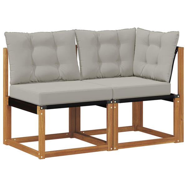 vidaXL Outdoor Mittel- und Ecksofa mit Kissen 2 St&uuml;ck Natur