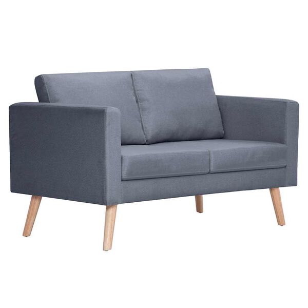 vidaXL Sofa 2-Sitzer Stoff Dunkelgrau
