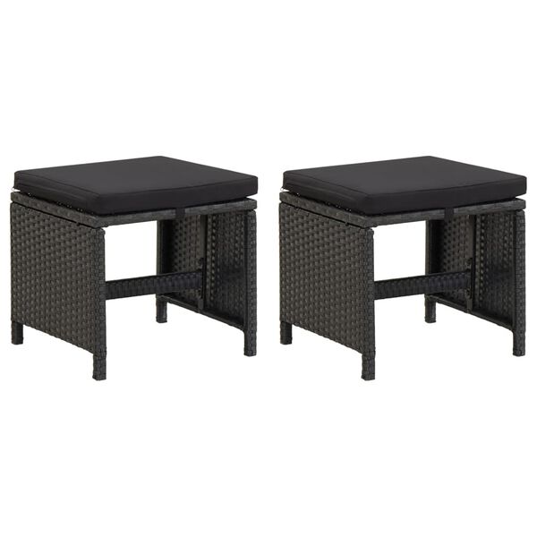 vidaXL 4-tlg. Gartenstuhl und Hocker Set Poly Rattan Schwarz