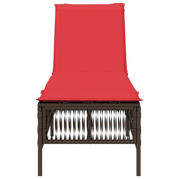vidaXL Sonnenliege mit Kissen Braun Poly Rattan