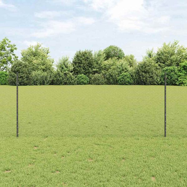 vidaXL Zaun mit Pfosten Grau 1 x 25 m Stahl