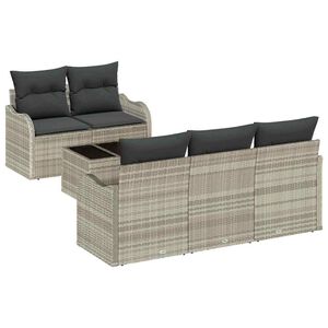 vidaXL Gartensofa-set 6 Stk. 5-Sitzanzahl Hellgrau und Dunkelgrau