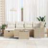 vidaXL Garten-Sofa-Set mit Kissen 7 pcs Beige und Creme Poly Rattan