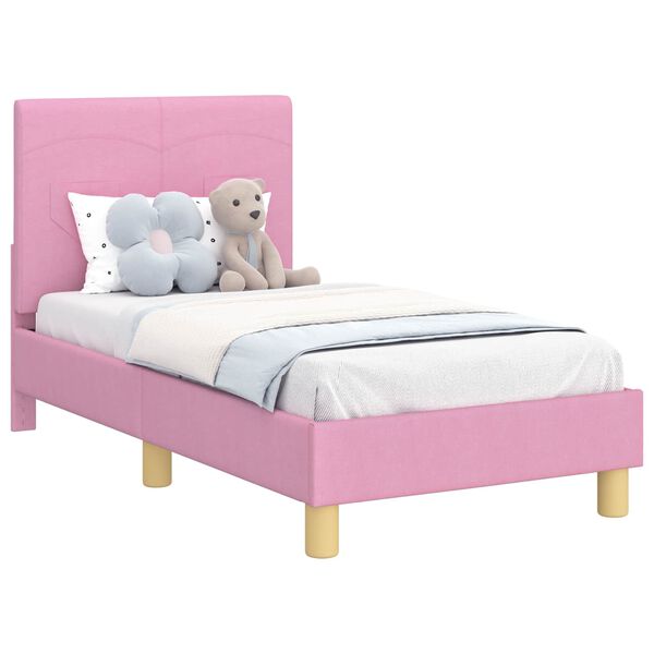 vidaXL Kinderbettgestell mit Kopfteil Rosa 70 x 140 cm Stoff