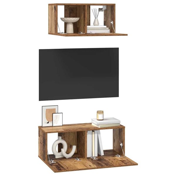 vidaXL TV-Schrankset Wandmontiert 2 pcs Altholz Holzwerkstoff