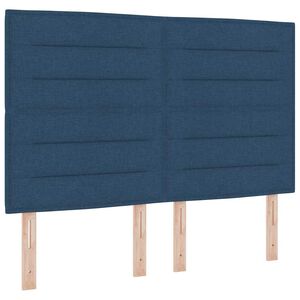 vidaXL LED Boxspringbett mit Matratze Blau 140 x 200 cm Stoff