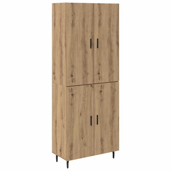 vidaXL Highboard 2 pcs Artisan-Eiche Engineered Wood und Glas