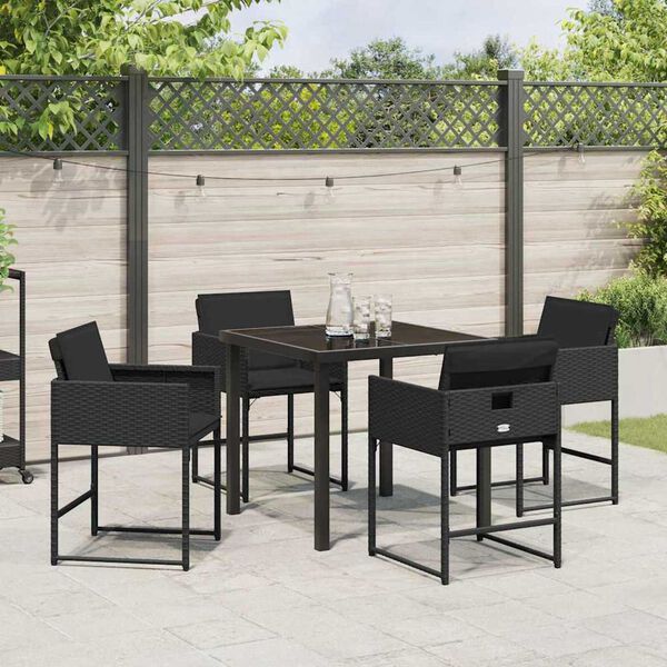 vidaXL Garten Essgruppe 5 pcs Schwarz Poly-Rattan