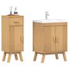 vidaXL Badezimmerm&ouml;bel-Set mit Regal 2 pcs Braun Massivholz Kiefer