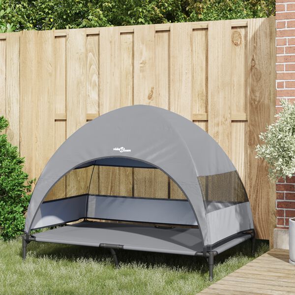 vidaXL Hochgelegtes Hundebett Hellgrau 127 x 81 x 108 cm
