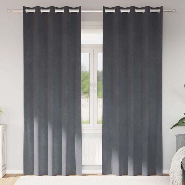vidaXL Verdunkelungsvorh&auml;nge 2 pcs Hellgrau 140 x 260 cm Samt