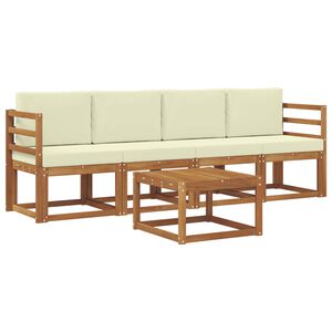 vidaXL Outdoor-Sofagarnitur 5 pcs Natur und Creme Massivholz Akazie