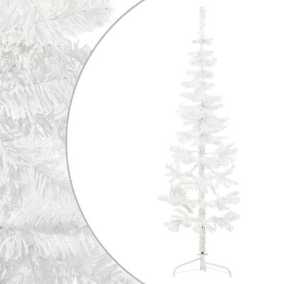 vidaXL Künstlicher Halb-Weihnachtsbaum mit Ständer Schlank Weiß 120 cm