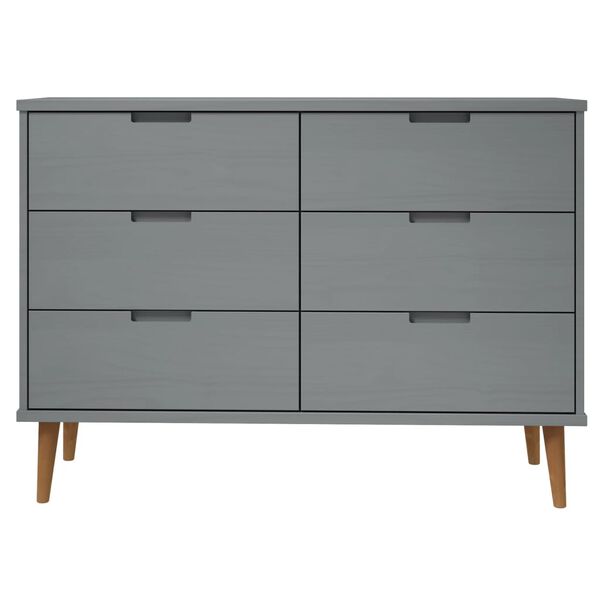 vidaXL Schubladenschrank MOLDE Grau 113x40x80 cm Massivholz Kiefer