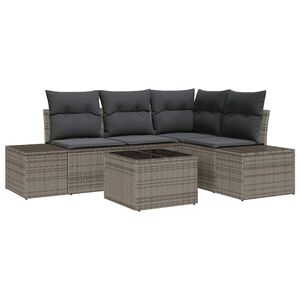 vidaXL Gartensofa-set mit Speicher Hellgrau Poly-Rattan