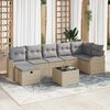 vidaXL Garten-Sofa-Set mit Kissen mit Speicher 8 pcs Beige Poly Rattan