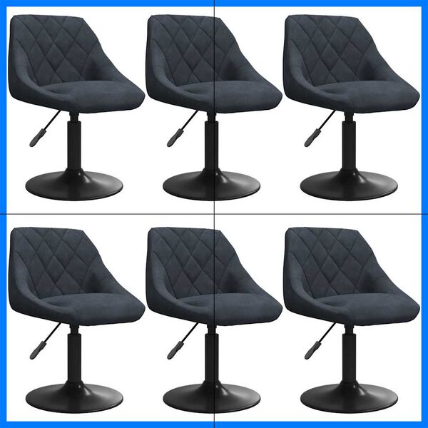 vidaXL Esszimmerst&uuml;hle 6 Stk. Drehbar Dunkelgrau Samt