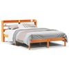 vidaXL Bettgestell mit Kopfteil ohne Matratze Wachsbraun 135x190 cm