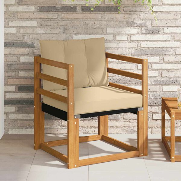 vidaXL Outdoor-Sofagarnitur Massives Akazienholz und Textilene Natur