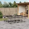 vidaXL 11-tlg. Garten-Essgruppe mit Kissen Hellgrau Poly Rattan