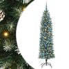 vidaXL K&uuml;nstlicher schlanker Weihnachtsbaum Gr&uuml;n und Wei&szlig; 180 cm