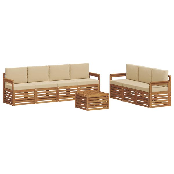 vidaXL Sofagarnituren 8 pcs Natur und Beige Massivholz Akazie