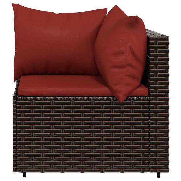 vidaXL Garten-Ecksofa mit Kissen Braun Poly Rattan