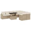 vidaXL 10-tlg. Garten-Sofagarnitur mit Kissen Beige Poly Rattan