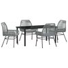 vidaXL Garten Essgruppe mit Kissen 5 pcs Grau Poly-Rattan