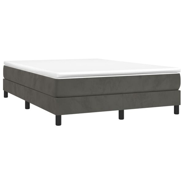 vidaXL Boxspringbett mit Matratze Dunkelgrau 140x190 cm Samt