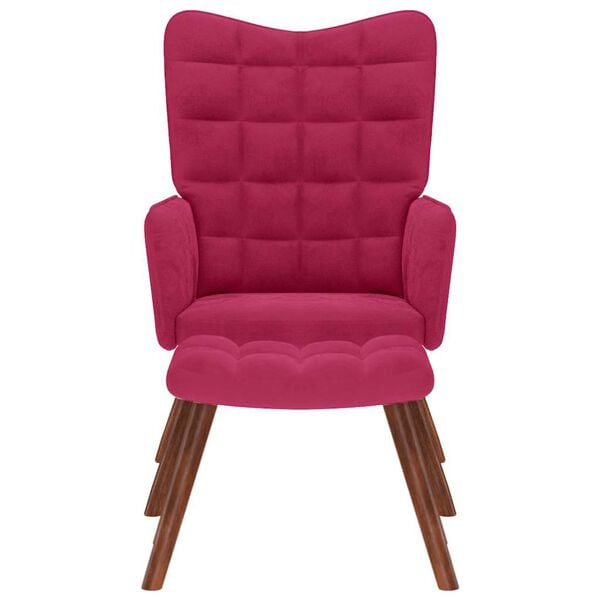 vidaXL Relaxsessel mit Hocker Weinrot Samt