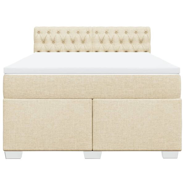 vidaXL Boxspringbett mit Matratze Creme 140x190 cm Stoff
