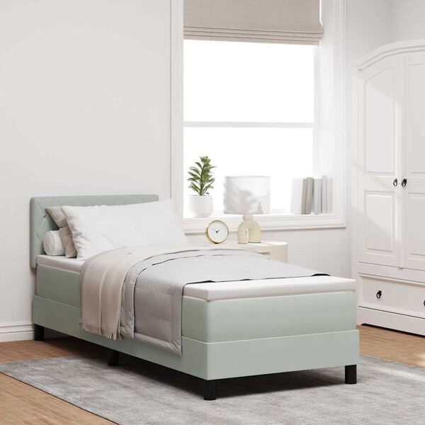 vidaXL Boxspringbett mit Matratze Hellgrau 80 x 200 cm Samt