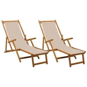 vidaXL Klappbare Sonnenliege 2 pcs 3 Position Massives Eukalyptus Holz