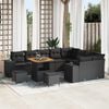 vidaXL Gartensofa-set mit Kissen 12 pcs Schwarz Poly-Rattan