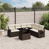 vidaXL 7-tlg. Garten-Sofagarnitur mit Kissen Braun Poly Rattan