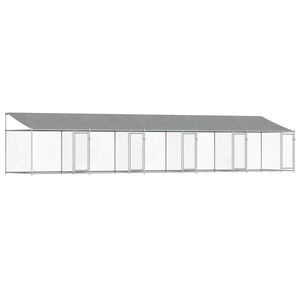 vidaXL Hundezwinger mit Dach und T&uuml;ren Grau 10x2x2 m Verzinkter Stahl
