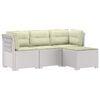 vidaXL 4-Sitzer Garten Sofa mit Kissen Rattan Look PP Wei&szlig;