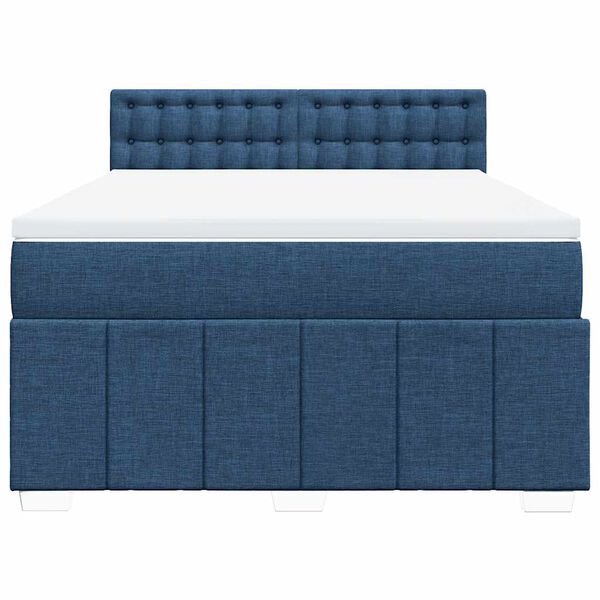 vidaXL Boxspringbett mit Matratze Blau 140x190 cm Stoff